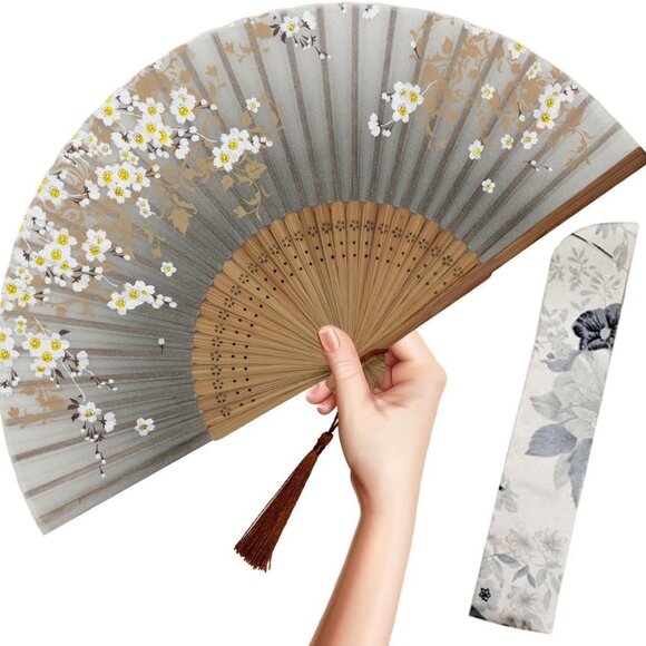 Folding Hand Fan for Women - Foldable Chinese Japanese Vintage Bamboo Silk Fan - - Picture 1 of 7